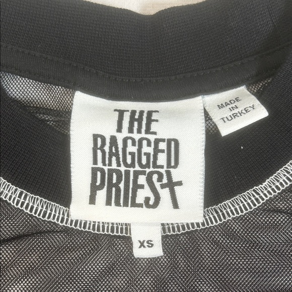 The Ragged Priest Purple and Black Striped Mesh Long Sleeve Tunic Dress - Picture 4 of 6